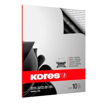 Afbeelding van Kores 78966 Koolpapier, 10 vellen, machine schrijfpapier, zwart, A4