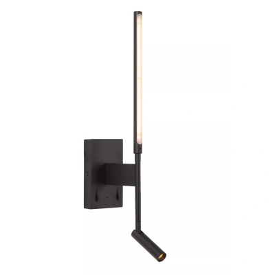 Afbeelding van Lucide FINAN Wandlamp LED 1x6W 2700K Met leeslamp USB oplaadpunt Zwart