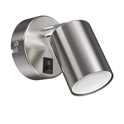 Afbeelding van ledscom.de Wandspot WAIKA, enkelvoudig, met schakelaar, GU10, chroom mat, incl. GU10 LED lamp (warmwit, 6,826W, 630lm, 100)