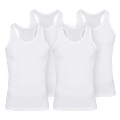Afbeelding van Klassieke onderhemden voor heren, katoen, 4 stuks, wit, 5XL