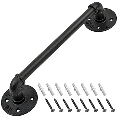 Afbeelding van Gorssen Leuning Complete Kit Industriële Stijl Smeedijzeren Zwarte Buis Trap Leuning, Huishouden Binnen en Buiten Oude Antislip Veiligheidshek,90cm