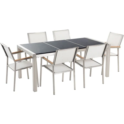 Afbeelding van Beliani GROSSETO Tuintafelset Wit Graniet, RVS