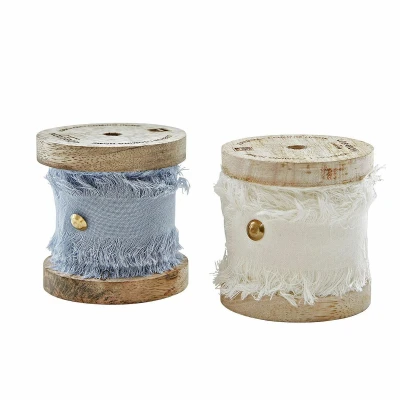 Afbeelding van LOBERON Lint set van 2 Valethor blauw/crème
