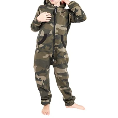 Afbeelding van LIL&#039;Finch LFV2 Jumpsuit voor jongens en meisjes, overall, jogger, onesie pak, camouflage, groen, 110 116