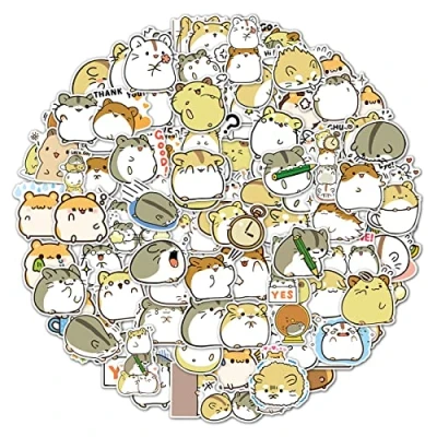 Afbeelding van Hamsterstickers, schattige Kawaii waterdichte vinyl stickers voor laptop, waterfles, skateboard, auto, motorfiets, fiets, gitaar, PS4, bagage, koffer, MacBook telefoonpad, 100 stuks