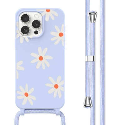 Afbeelding van Apple iPhone 15 Pro Max Hoesje Siliconen en TPU (zacht) imoshion Softcase/Koordhoesje/Backcover Lila Flower Distance Telefoonhoesje