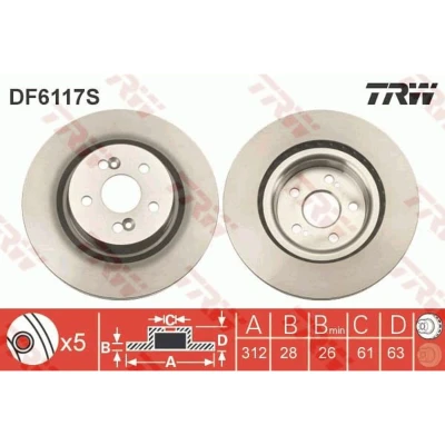 Afbeelding van Trw Remschijf DF6117S
