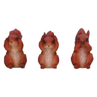 Afbeelding van Nemesis Now drie wijze eekhoorns 9cm, hars, rood, rode eekhoorns, occulte beeldje trio set, eekhoorn geschenk, gegoten in de fijnste vakkundig handgeschilderd
