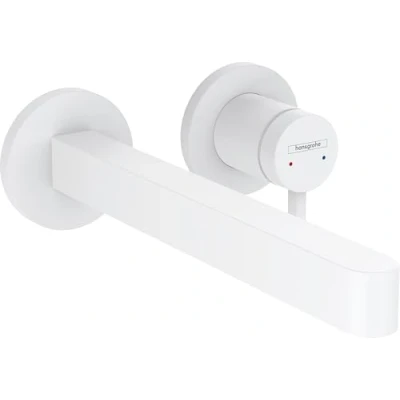 Afbeelding van Hansgrohe finoris tweegats wastafelmengkraan inbouw 225mm plug mat wit 76050700