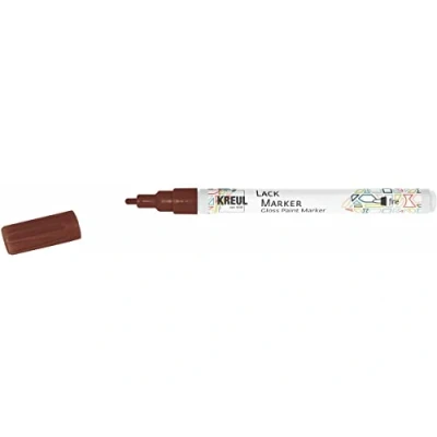 Afbeelding van KREUL 47218 Lakkrijt fijn bruin, met ronde punt, lijndikte 1 2 mm, voor het ontwerpen, etiketteren en versieren van kleine, originele cadeautjes, kaarten nog veel meer.