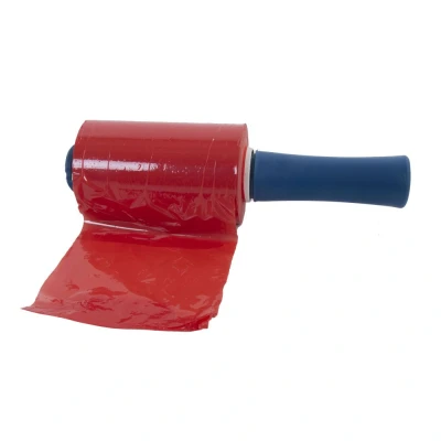 Afbeelding van Kortpack Rode Ministretchfolie 23my X 12,5cm 150mtr Rood (24 Rollen + Afroller)