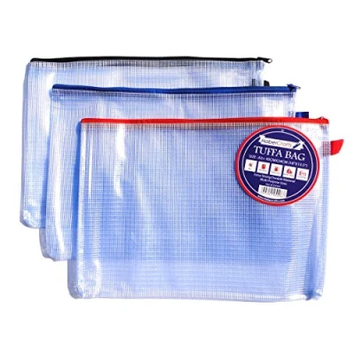 Afbeelding van A3 Tuff Bag Rits Portemonnee Clear Plastic Portefeuilles Pouch Bestand Etui Map Waterbestendig Versterkte Heavy Duty Mesh Zakken (Past 12 Pack)