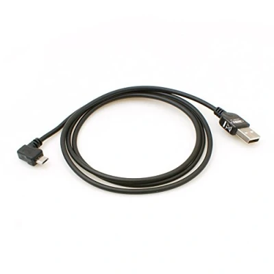 Afbeelding van System S Micro USB 2.0 kabel haakse 90 graden hoekstekker (links/male) adapter datakabel en oplaadkabel 100 cm
