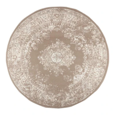 Afbeelding van Interieur05 Rond Vintage Vloerkleed Keshan taupe/Bruin 190 Ã ̃