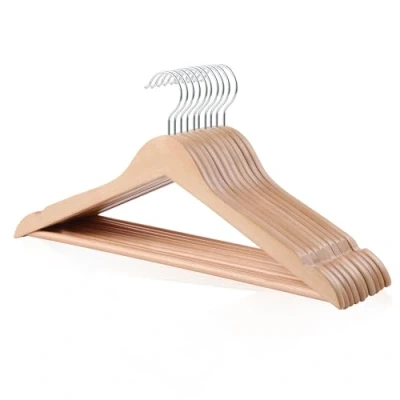 Afbeelding van Amazon Basics Kleerhangers voor pakken, hout, set van 10, 44 cm, natuurlijke kleur