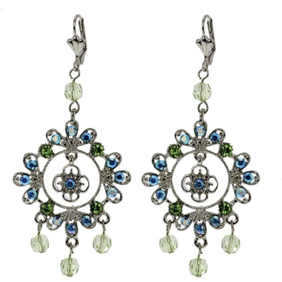Afbeelding van Behave Oorbellen hangers met blauw en groene steentjes