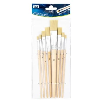 Afbeelding van TSI Borstelset 8 delig (maten 1, 2, 4, 6, 8, 10, 12 en 20), schacht onbehandeld, art. nr. 49209