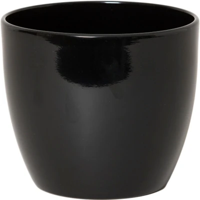 Afbeelding van Floran Bloempot zwart glans keramiek 15 x 13 cm