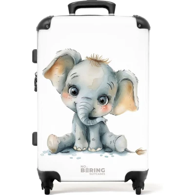 Afbeelding van NoBoringSuitcases.com® Kinderkoffer Kindertrolley jongen en meisje Baby olifant Koffer kind groot Rolkoffer lichtgewicht Reiskoffer met 4 wielen Grote trolley XL 20 kg bagage