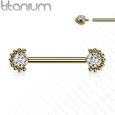 Afbeelding van Tepelpiercing Beaded Edge gold plated