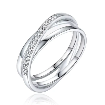 Afbeelding van Elenza Sterling .925 Zilveren Dubbele Ring met Zirkonia 18mm