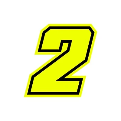 Afbeelding van 4R Quattroerre.it 13382 Racing Nummer 2 Moto GP, Neon Geel, 10 x cm