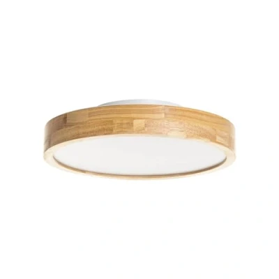 Afbeelding van Lindby plafondlamp hout met dimmer CCT 1licht Eikenhout, kunststof H: 10 cm hout, wit Inclusief lichtbron