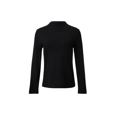 Afbeelding van comma casual identity MIT Stehkragen Longsleeve, Dames, Maat: 42, Schwarz