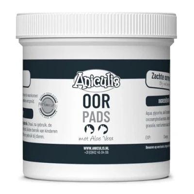 Afbeelding van Aniculis Oor Pads voor honden en katten (100 pads) Bij vuil oorsmeer Met Aloë Vera Extra mild stevig