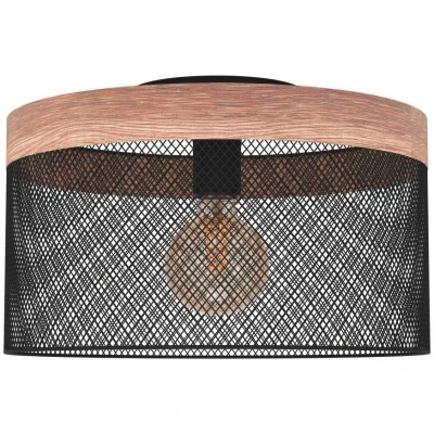 Afbeelding van EGLO Kilnsdale Plafondlamp E27 Ø 38 cm Staal/Hout Zwart/Bruin
