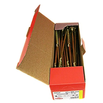Afbeelding van KLIMAS Houtschroeven, platkopschroeven, Torx schroeven, geel, platte kop, voor dakconstructies schroeven houtconstructies 10x 260 mm 25 stukken