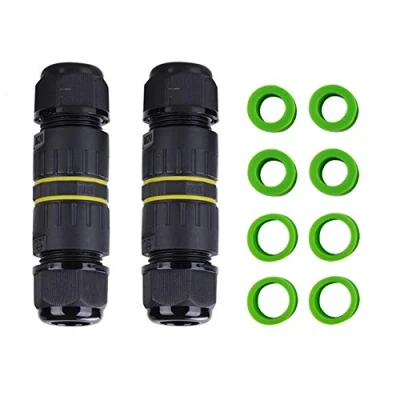 Afbeelding van YIXISI 2 Stuks Waterdichte Aansluitdoos, 3 Poool IP68 Connector, Externe Hulskoppeling, Ø 5 12 mm (Zwart, PA66), Kabel Connector voor Buiten
