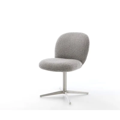 Afbeelding van DELIFE Draaistoel Nube Flex bouclé zilver grijs kruispoot roestvrij staal 360 draaibaar pocketveer kern