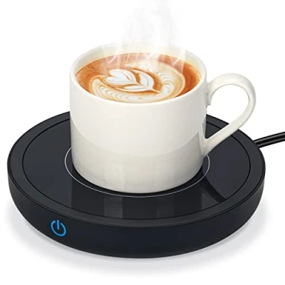 Afbeelding van 7CDXD Bekerwarmer, drankwarmer met elektrische warmhoudplaat tot 80 graden Celsius, voor het bureau, koffiekopwarmer 3 temperatuurinstellingen verwarmen van koffie, thee, melk, cacao (zwart)