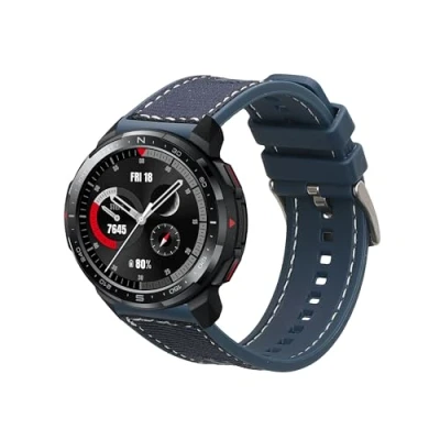 Afbeelding van kwmobile smartwatch bandje geschikt voor HONOR Watch GS Pro polsband Armband fitnesstracker Siliconen en nylon horlogeband in donkerblauw