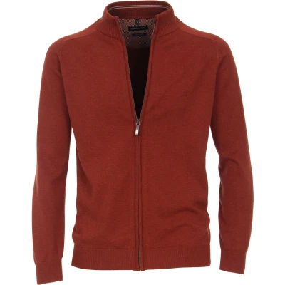 Afbeelding van Casa Moda Vest Zip Brique maat 3XL Heren met Regular fit Pasvorm Katoen Suitable Herenkleding