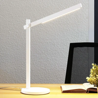 Afbeelding van Lindby LED bureaulamp met dimmer CCT 1licht kunststof, metaal H: 43 cm wit Inclusief lichtbron