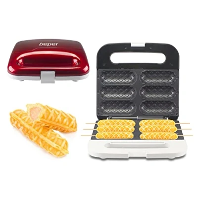 Afbeelding van Beper Wafelmaker Elektrische Wafelijzer Wafelmachine Wafelapparaat Rood