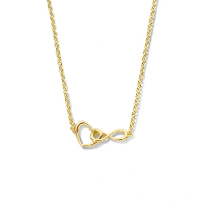 Afbeelding van zilver verguld (geel) collier hart en infinity 42 + 3 cm micron 2103160 horloge Goudkleur 45