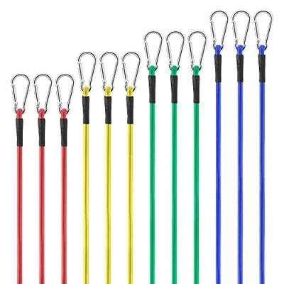 Afbeelding van Navaris bagagebinders met haken 12x Snelbinders in 4 formaten 45/60/90/120 cm Elastische banden haak Spanelastieken kleuren