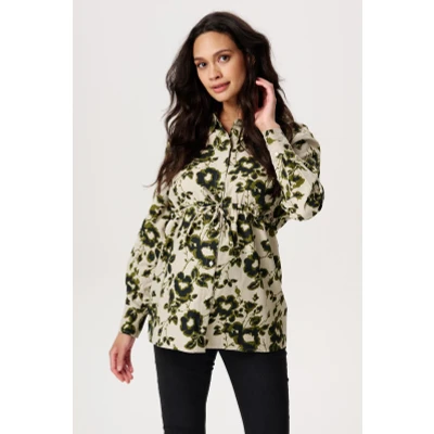Afbeelding van Noppies Maternity Perho Nursing Blouse met lange mouwen, Big Flower Abbey Stone N265, XS