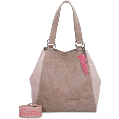 Afbeelding van Fritzi aus Preußen Schoudertas Joy01 Vintage Mix Shopper Taupy Beige Roze