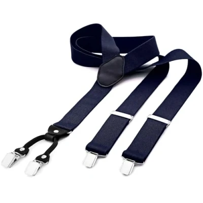 Afbeelding van DonDon brede bretels 3,5 cm 4 Y vormige leren clips elastisch en in lengte verstelbaar wit