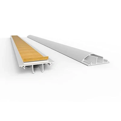 Afbeelding van Kabelgoot, halfrond, 7 x 2 cm B H, zelfklevend, wit, tot 10 kabels, pvc kabelbrug, vloer, struikelbescherming stapvast, 70 20 mm, 120 lang