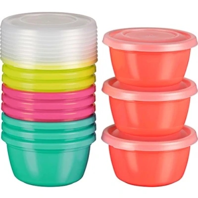 Afbeelding van Kigima Set van 12 mini diepvriesdozen, kleurrijk, rond, 250 ml