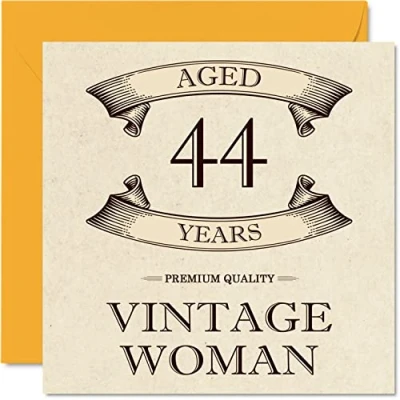 Afbeelding van Vintage 44e verjaardagskaarten voor vrouwen leeftijd 44 jaar leuke verjaardagskaart mama zus vrouw vriendin vriend neef tante 145 mm x dames wenskaarten,