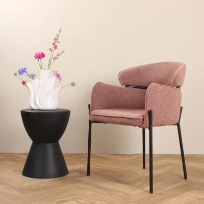 Afbeelding van DS4U Mira eetkamerstoel bouclé roestbruin Boucle