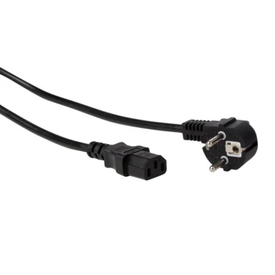 Afbeelding van Voedingskabel zwart cee 7/7 90 graden c13 l 2 m h05vv f 3g1.00 mm2 Velleman