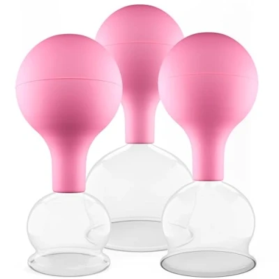 Afbeelding van Pulox cuppotten set van echt glas diverse maten en kleuren (set 3 groot, roze)