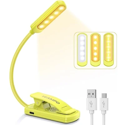 Afbeelding van TEAMPD Anti blauw Oogbescherming Book Light Boek Licht, 10 LED 3 Helderheidsmodi USB Oplaadbaar Leeslamp, Mini Ultralicht Draagbaar Clip Leeslampje voor Boek, Geschenken Kinderen